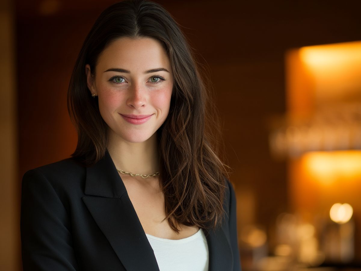 Responsable d'établissement souriante, en tailleur