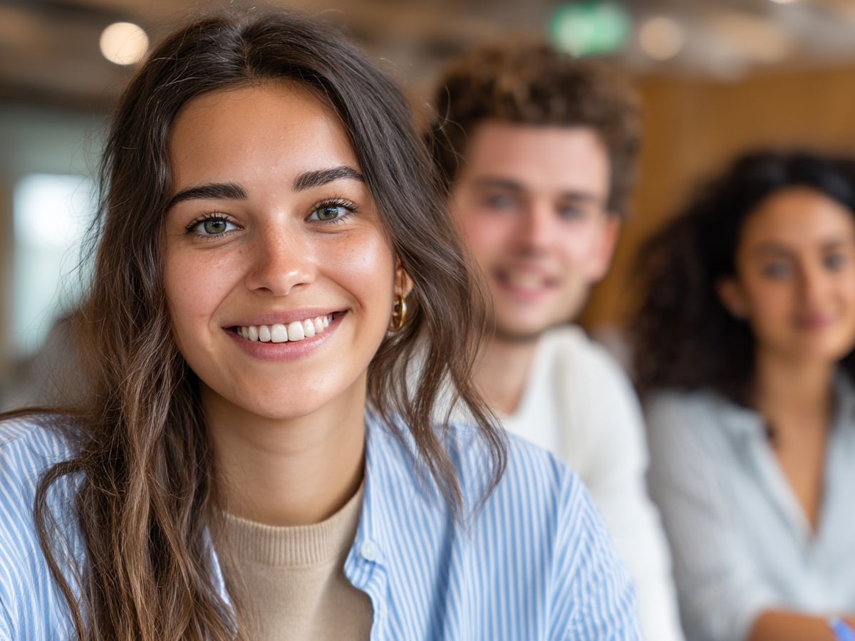 Trois collègues souriants